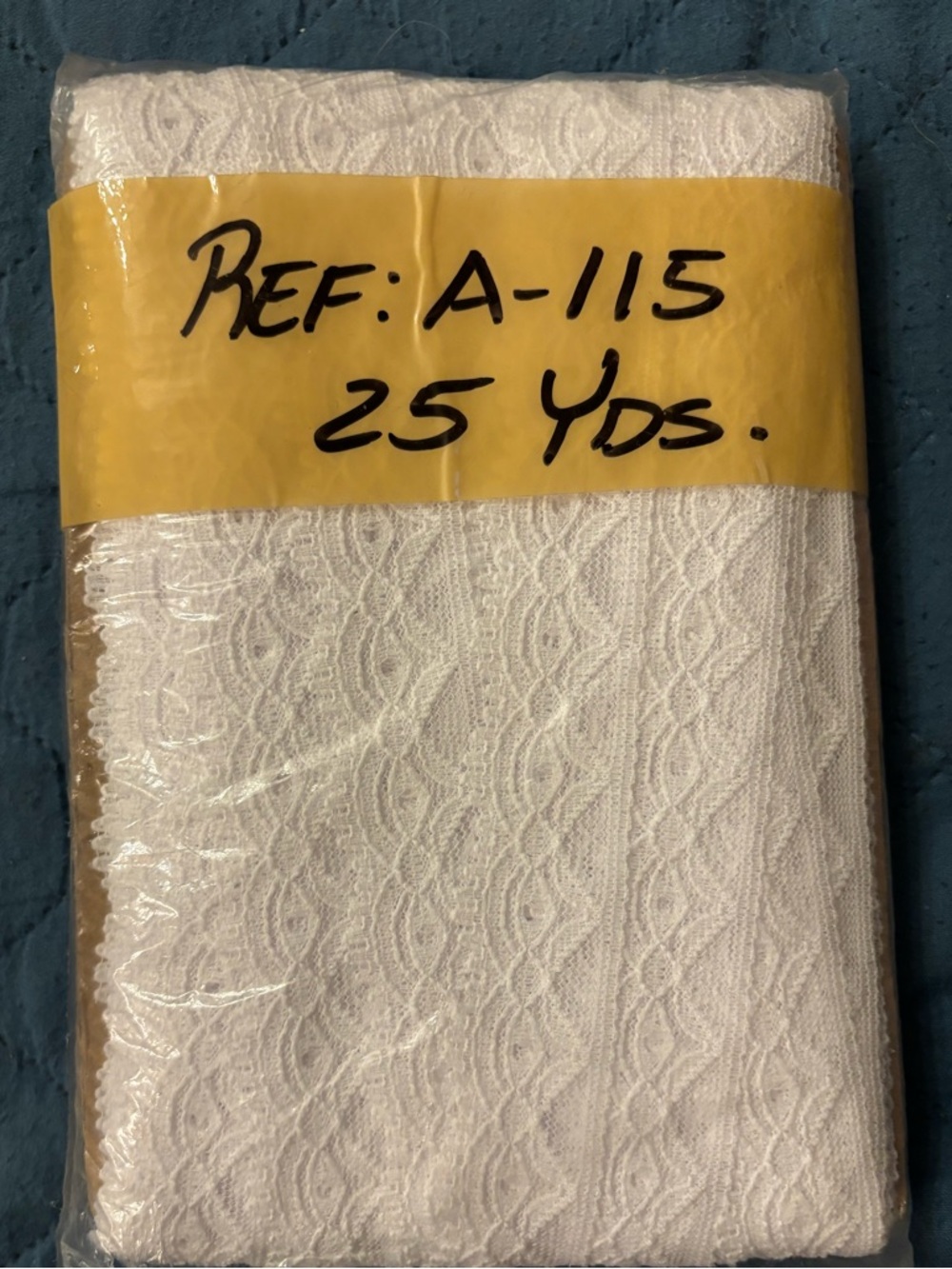 White Lace Trim Fabric - Delicate Scallop Pattern. 25 yards, 1 1/2 inches wide.